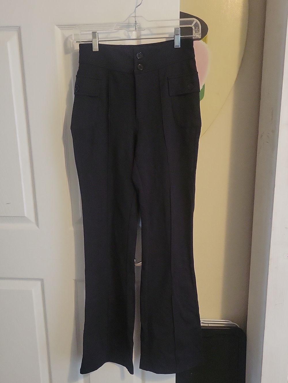 HALARA Black Straight Leg Pants with Buttoned Waist